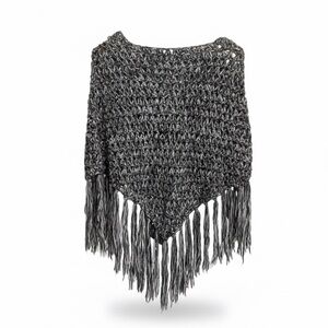 Yuppi Crochet Fringe High/Low Poncho